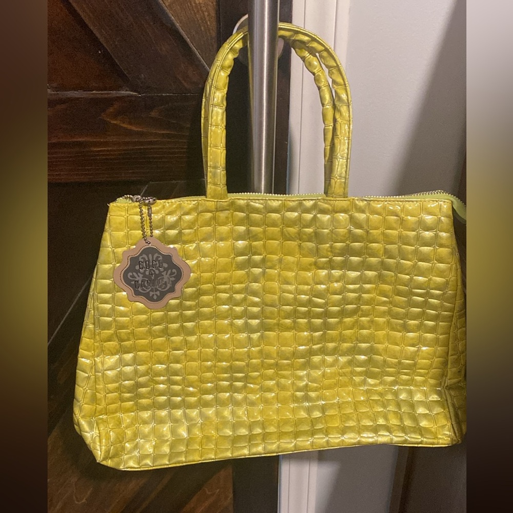 Like Green and Hot Pink Croc-Embossed Women's Bag